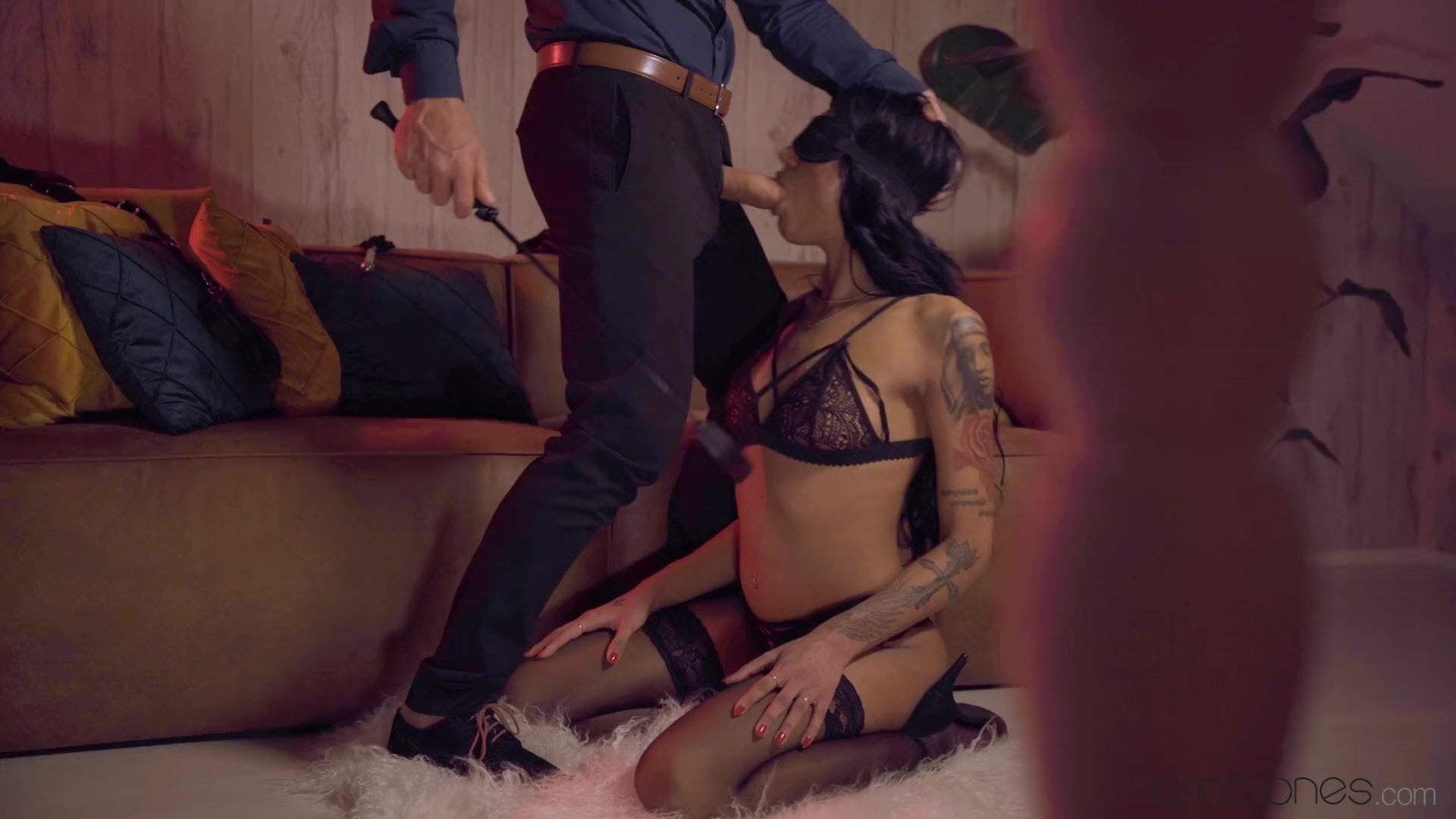 Kinky spanking for lingerie babe