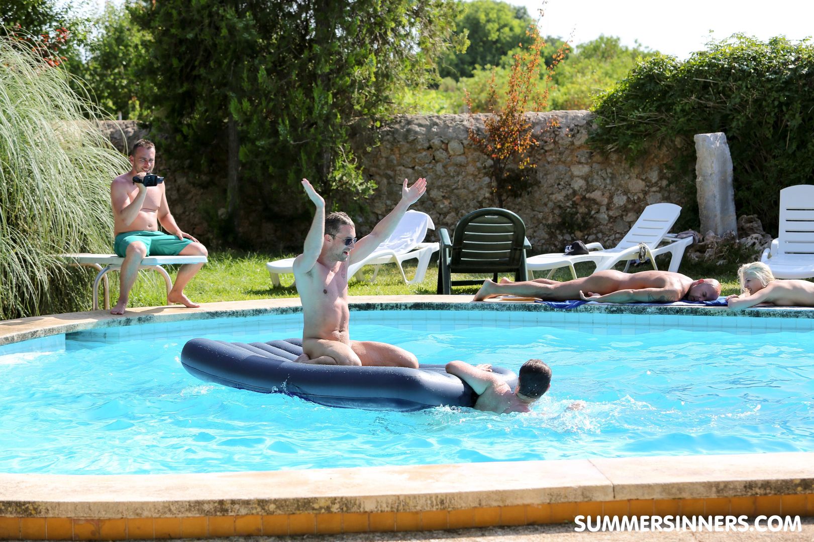 Horny girls getting fucked by the pool