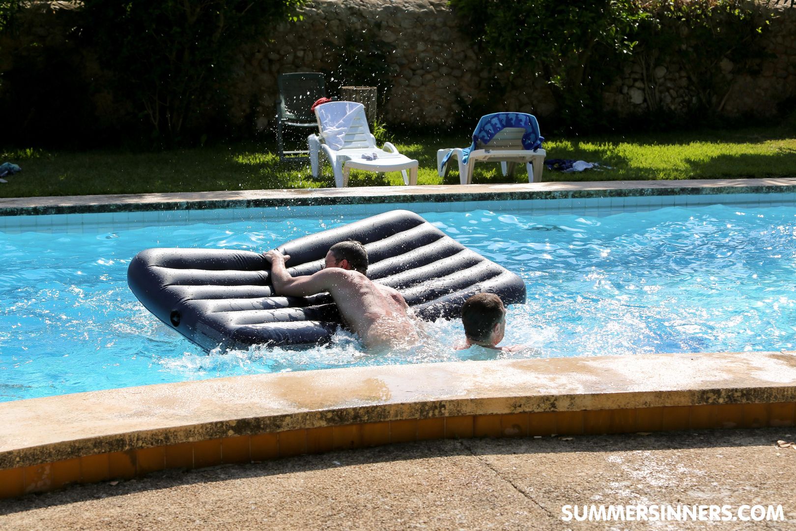 Horny girls getting fucked by the pool
