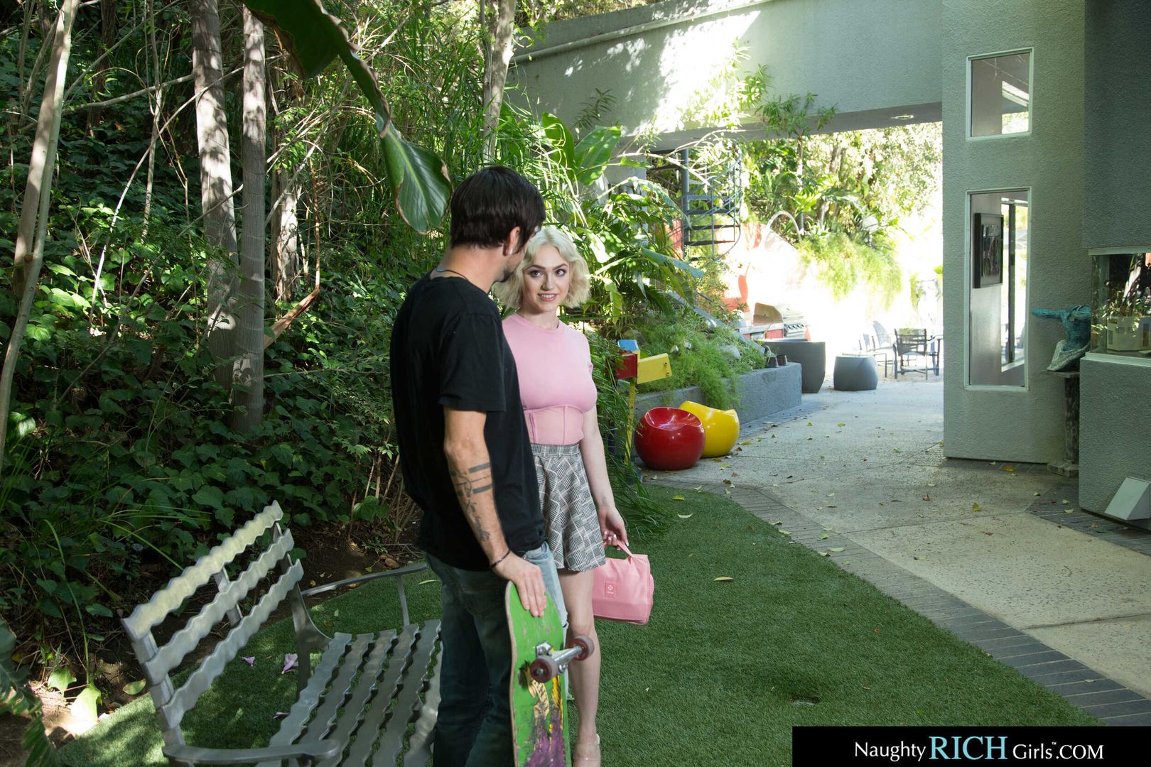 Busty rich girl Gracie Gates hooks up with a bad boy while parents are out