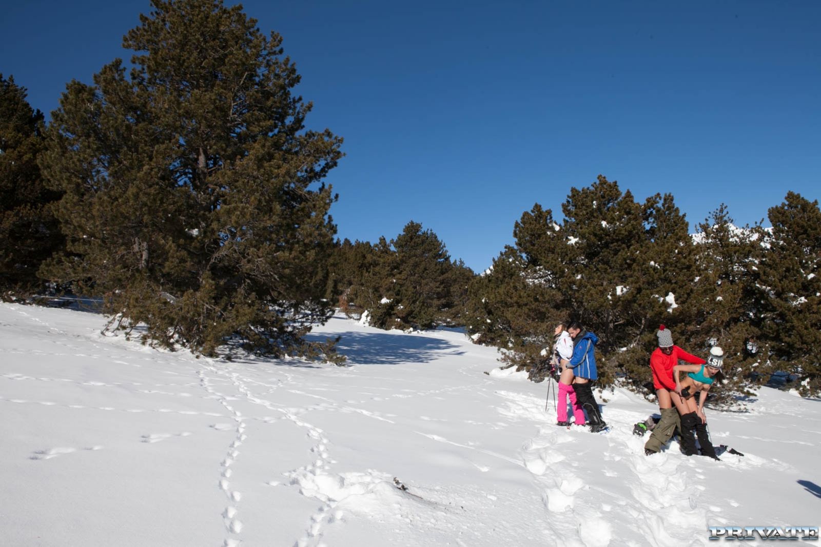 Verona Sky and Haley Hill Have an orgy on the snow