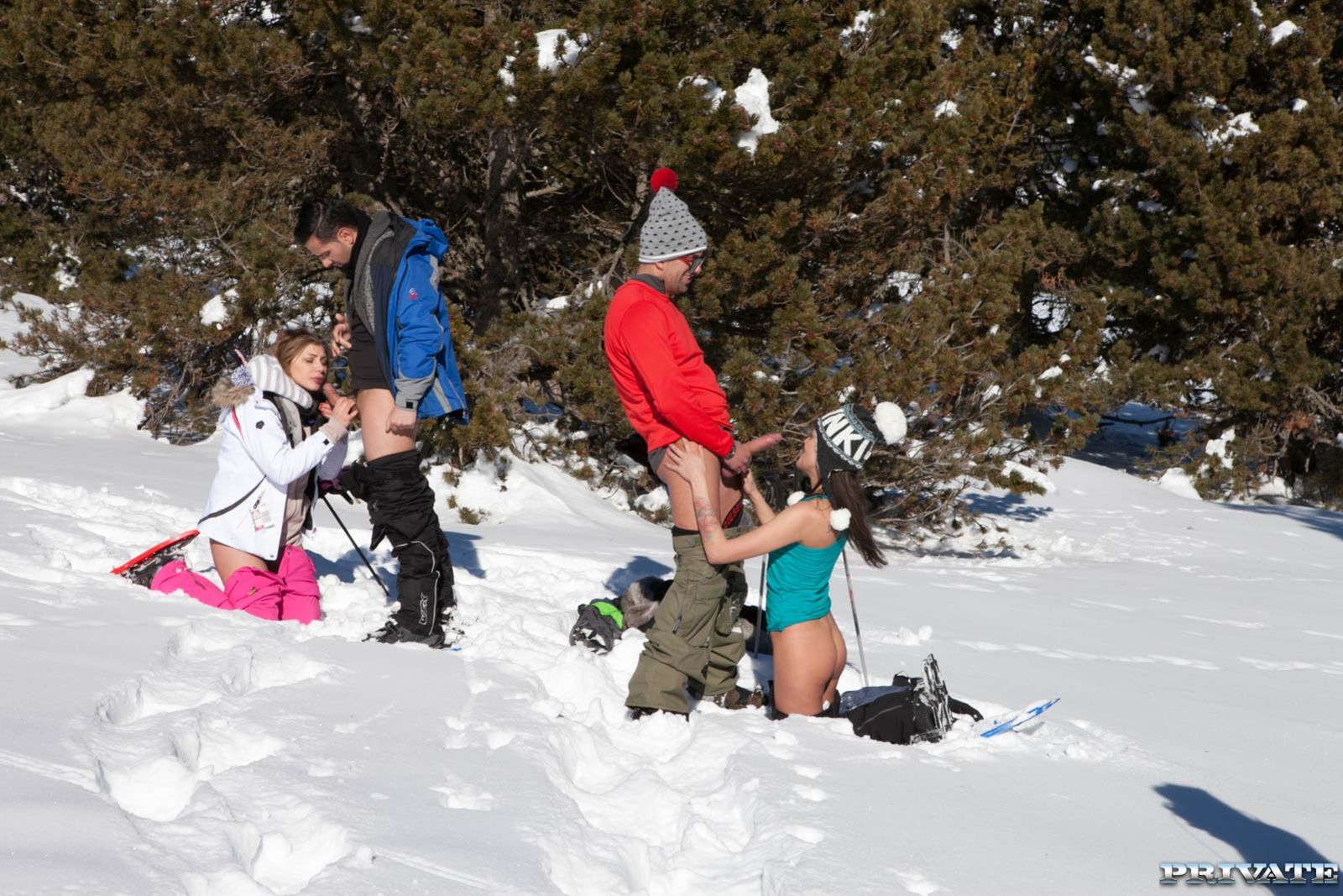 Verona Sky and Haley Hill Have an orgy on the snow