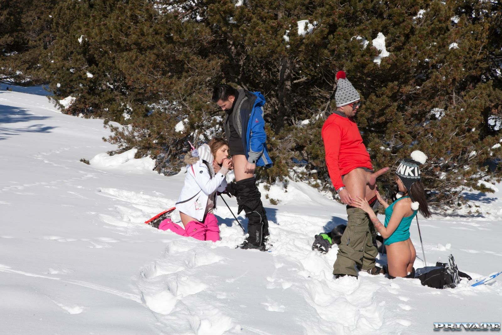 Verona Sky and Haley Hill Have an orgy on the snow