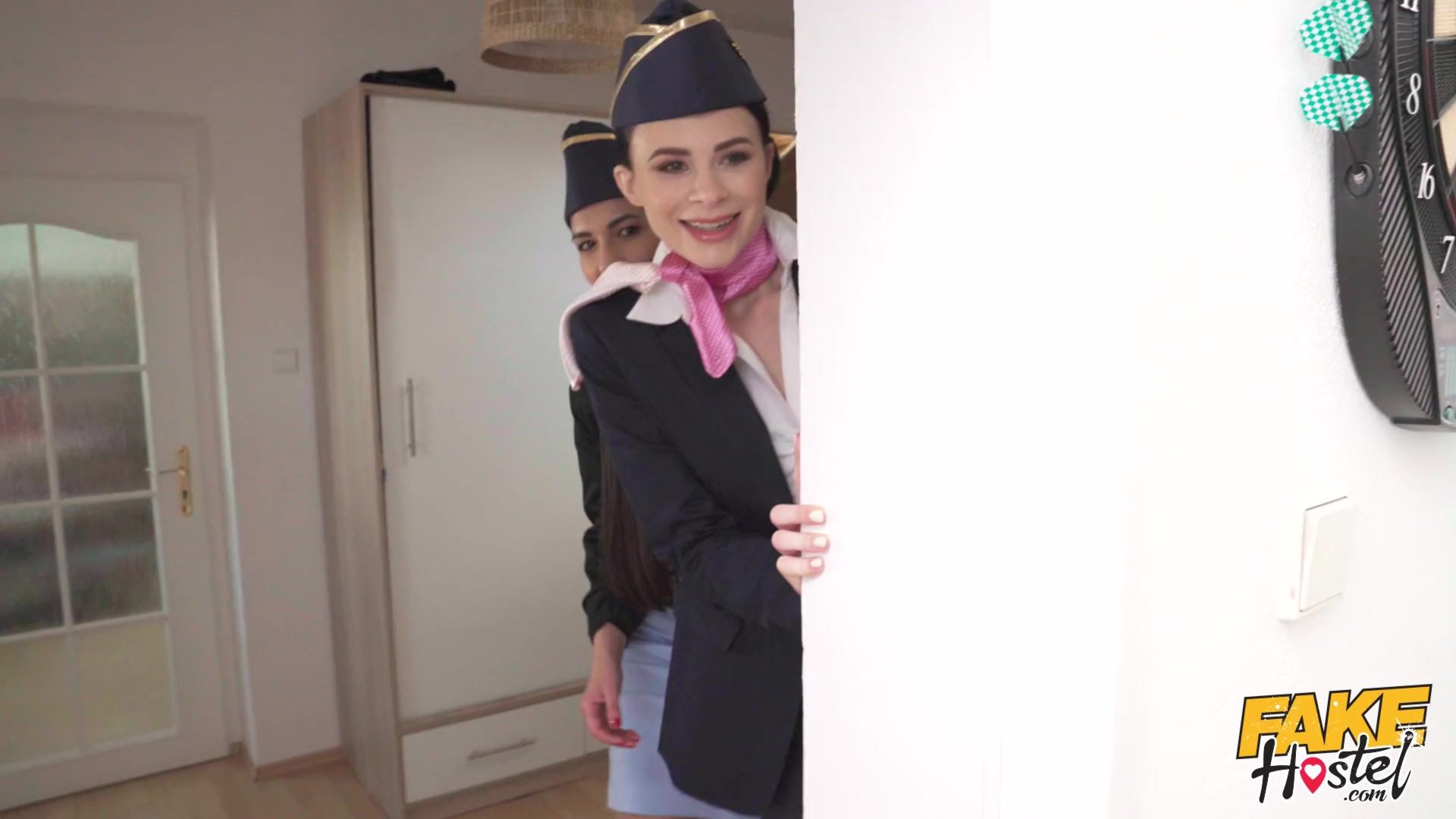 Horny Air Hostesses share massive cock