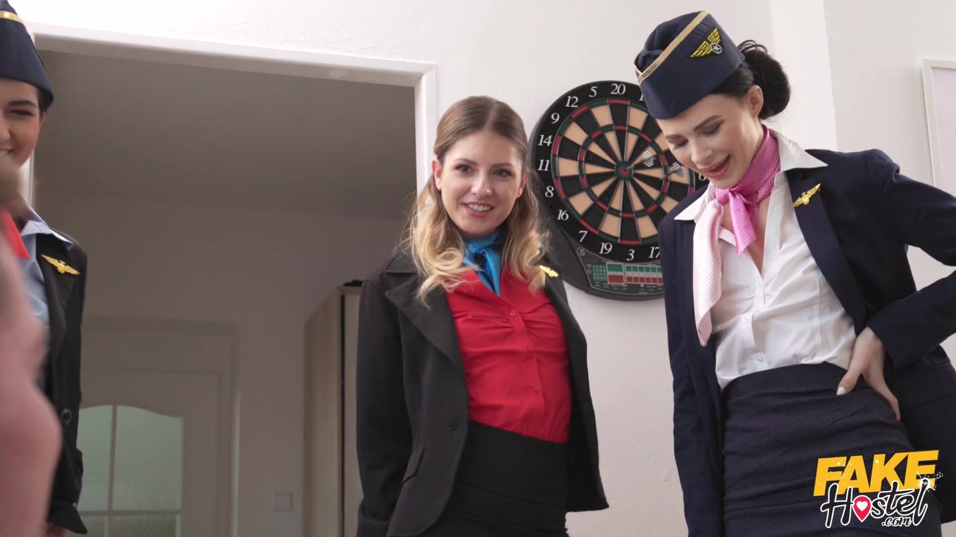 Horny Air Hostesses share massive cock