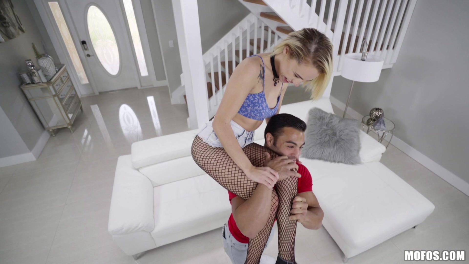 Tiny Blonde In Fishnets