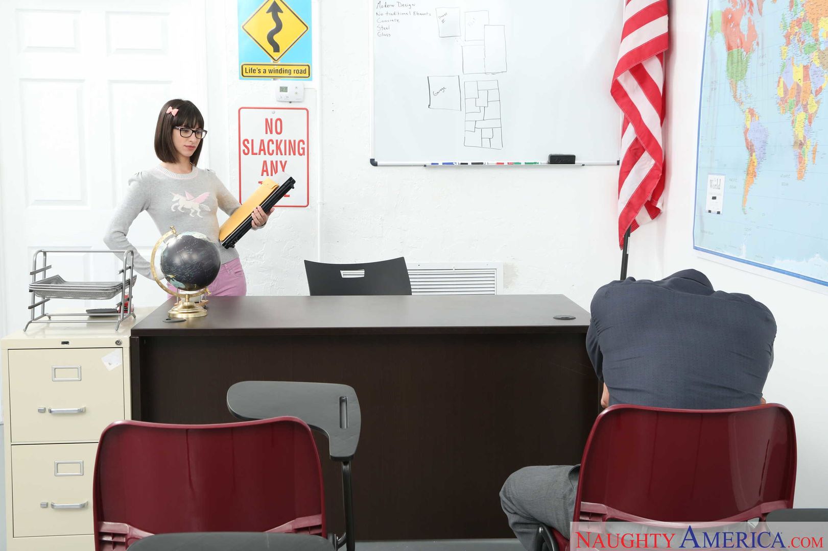 Nora Doll fucking in the classroom with her petite