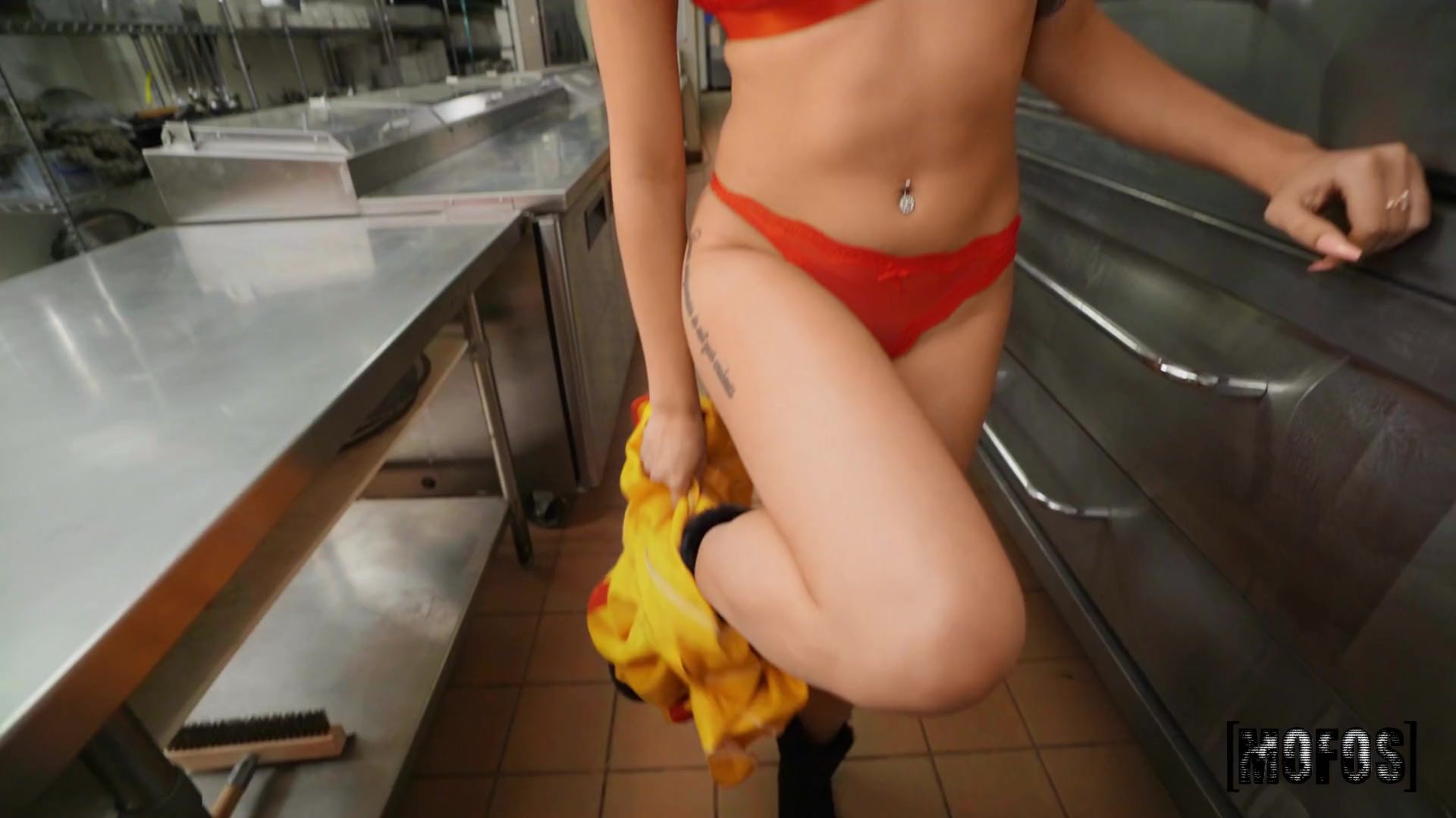 Creampie in a Restaurant Kitchen