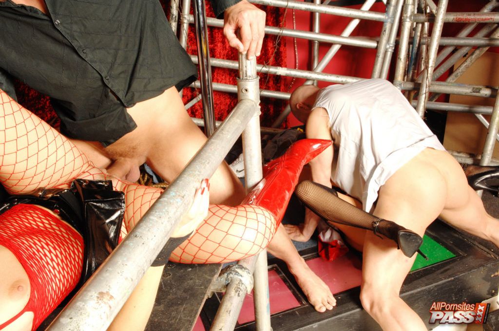Stockinged sluts in the club