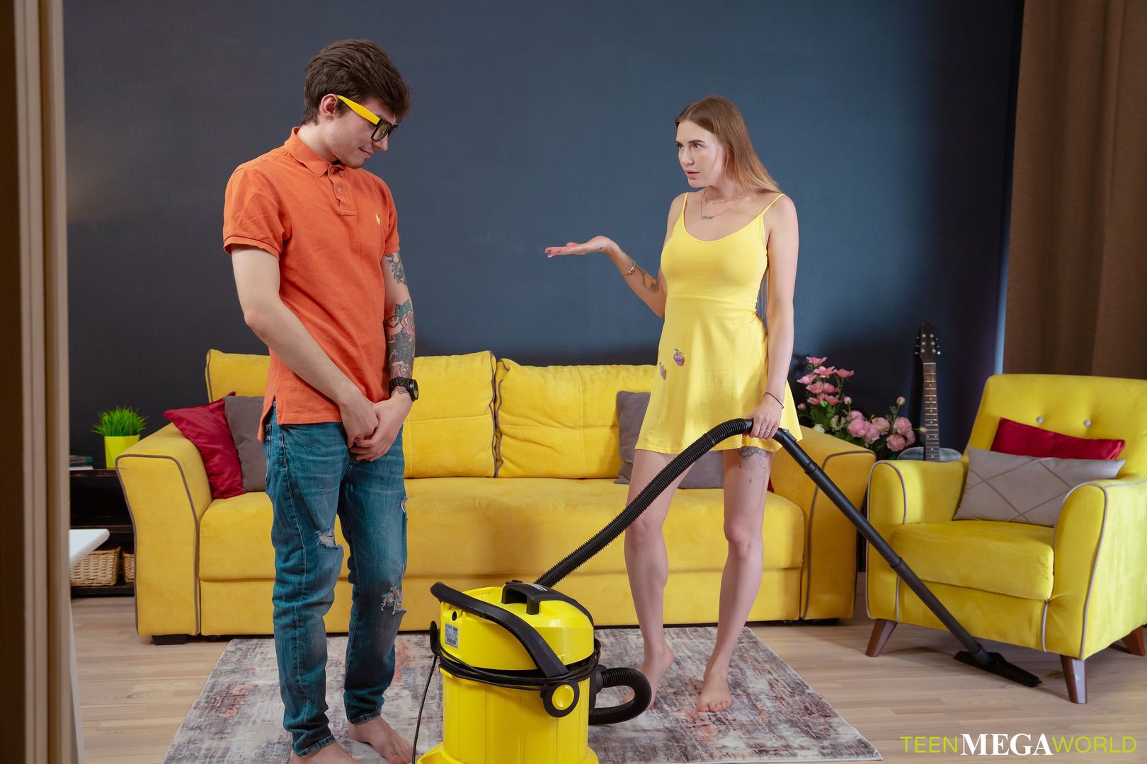 Hottie prefers dick to a vacuum cleaner