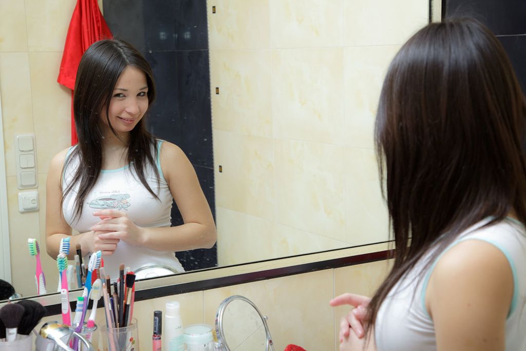 Super Cute Asian Teen Fumiko Caresses Cunt in Shower!