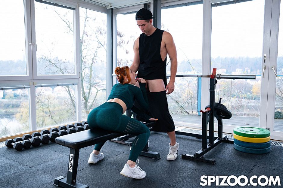 Busty Redhead Charlie Red Teases And Fucks Her Trainer