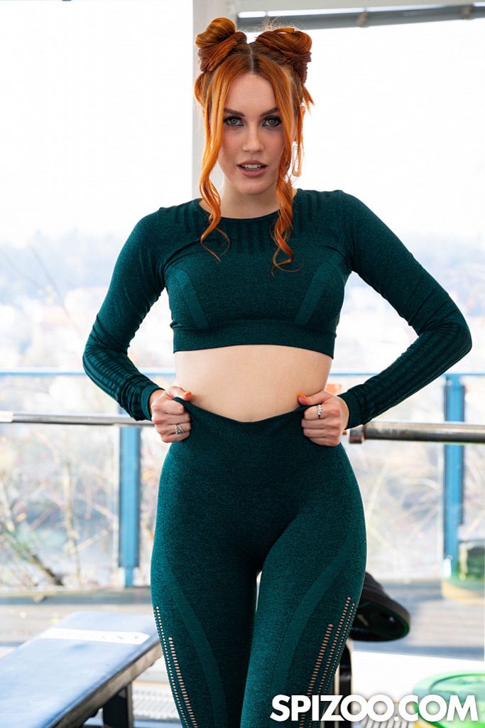 Busty Redhead Charlie Red Teases And Fucks Her Trainer