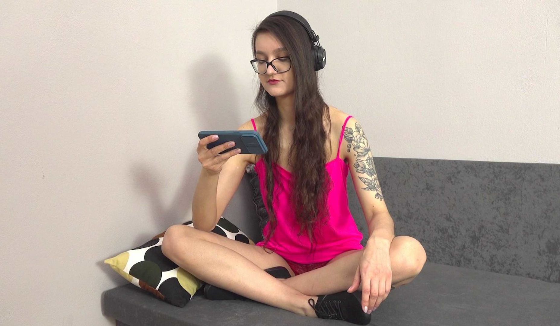 Teen brunette watched porn