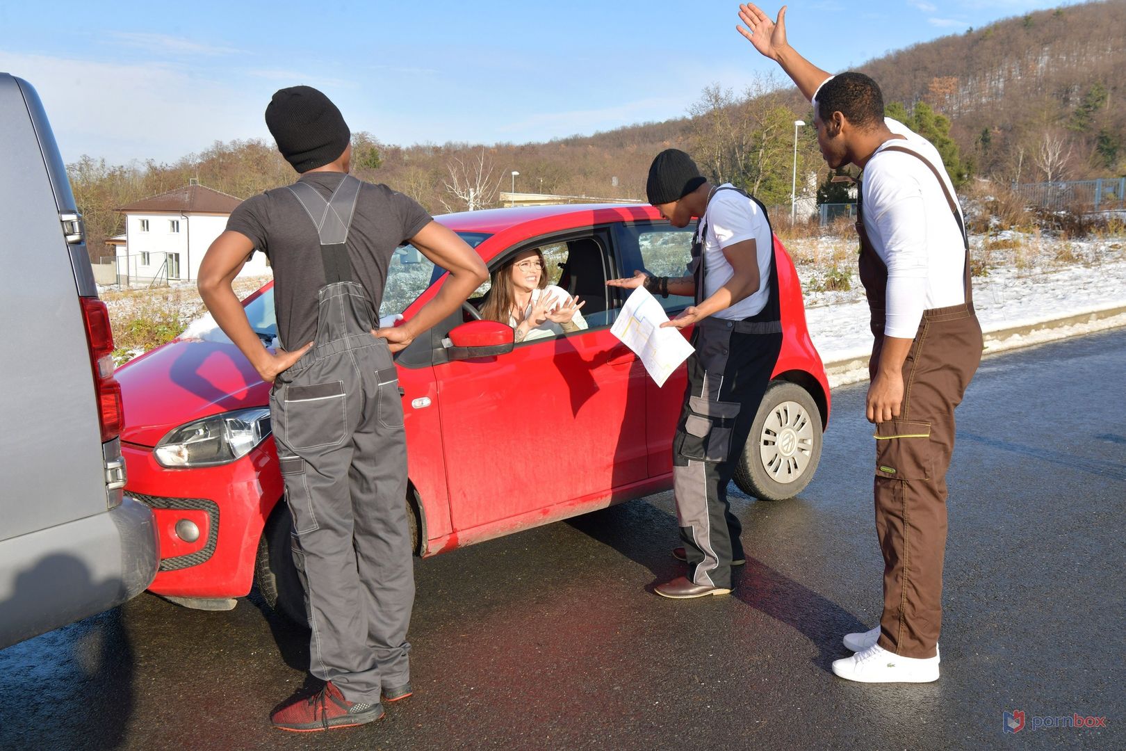 Curvy Slut Taylee Woods DP’d by 3 BBCs for Car Accident GP2281