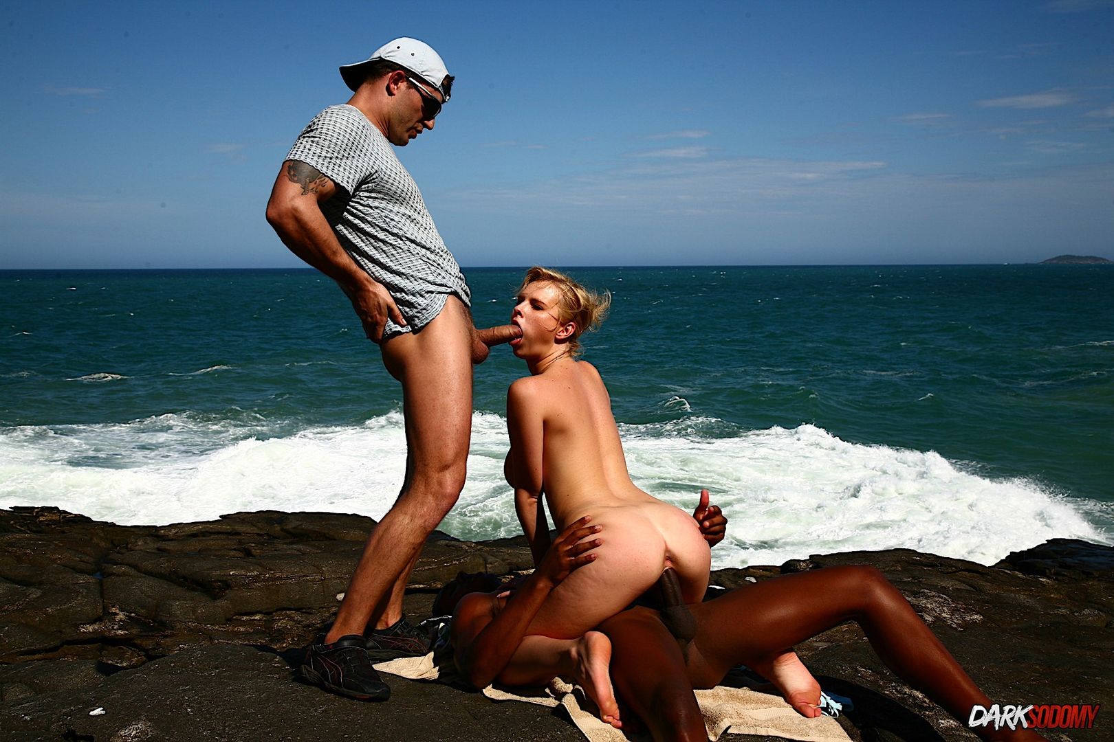 Interracial Anal On The Beach