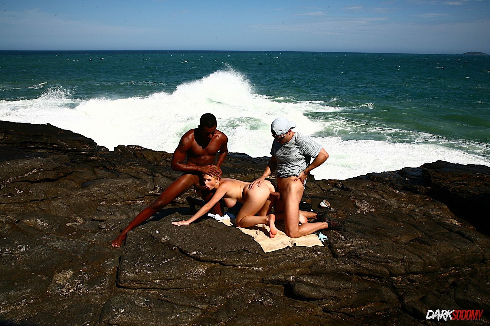 Interracial Anal On The Beach
