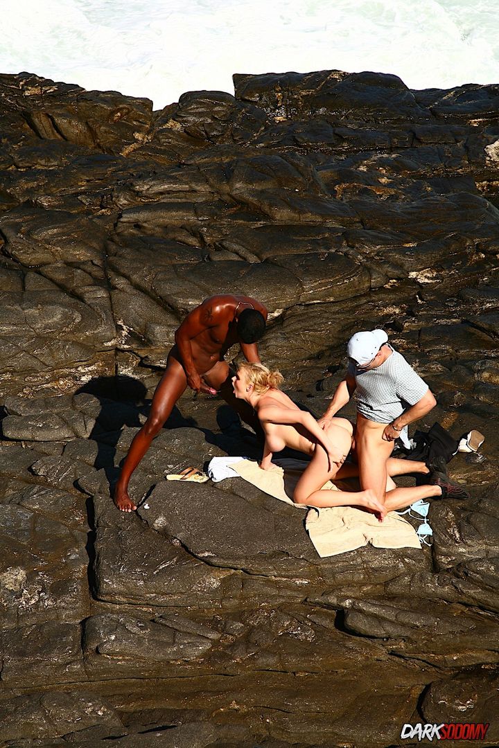 Interracial Anal On The Beach
