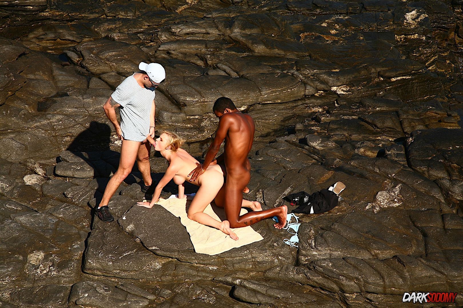 Interracial Anal On The Beach