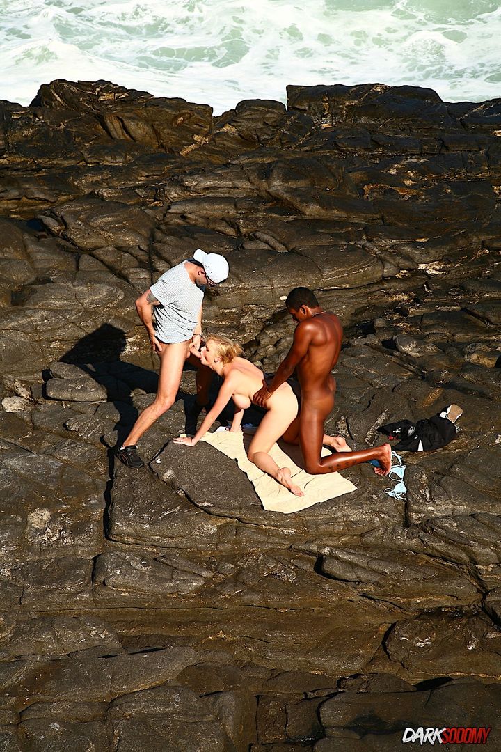 Interracial Anal On The Beach