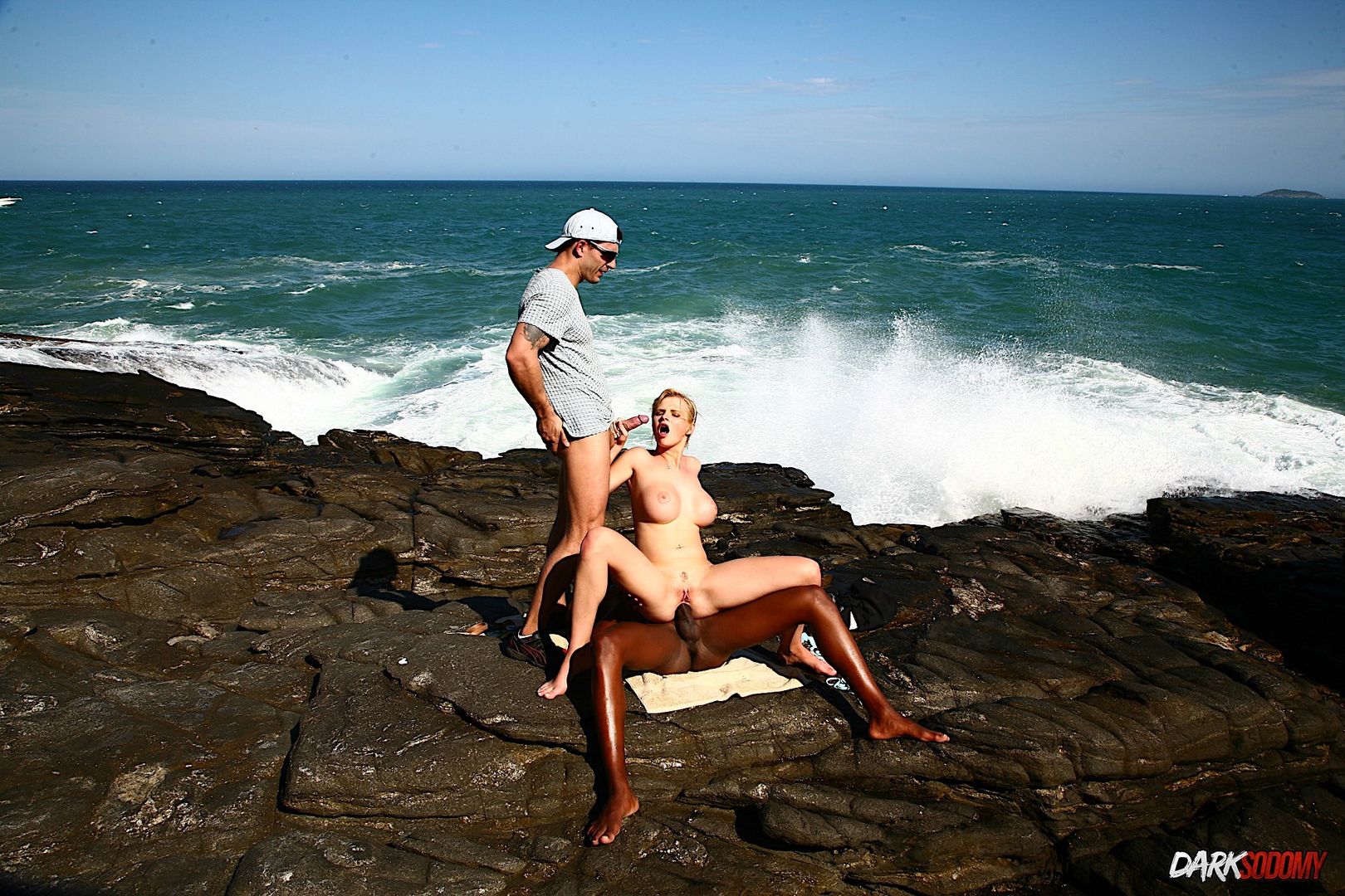 Interracial Anal On The Beach