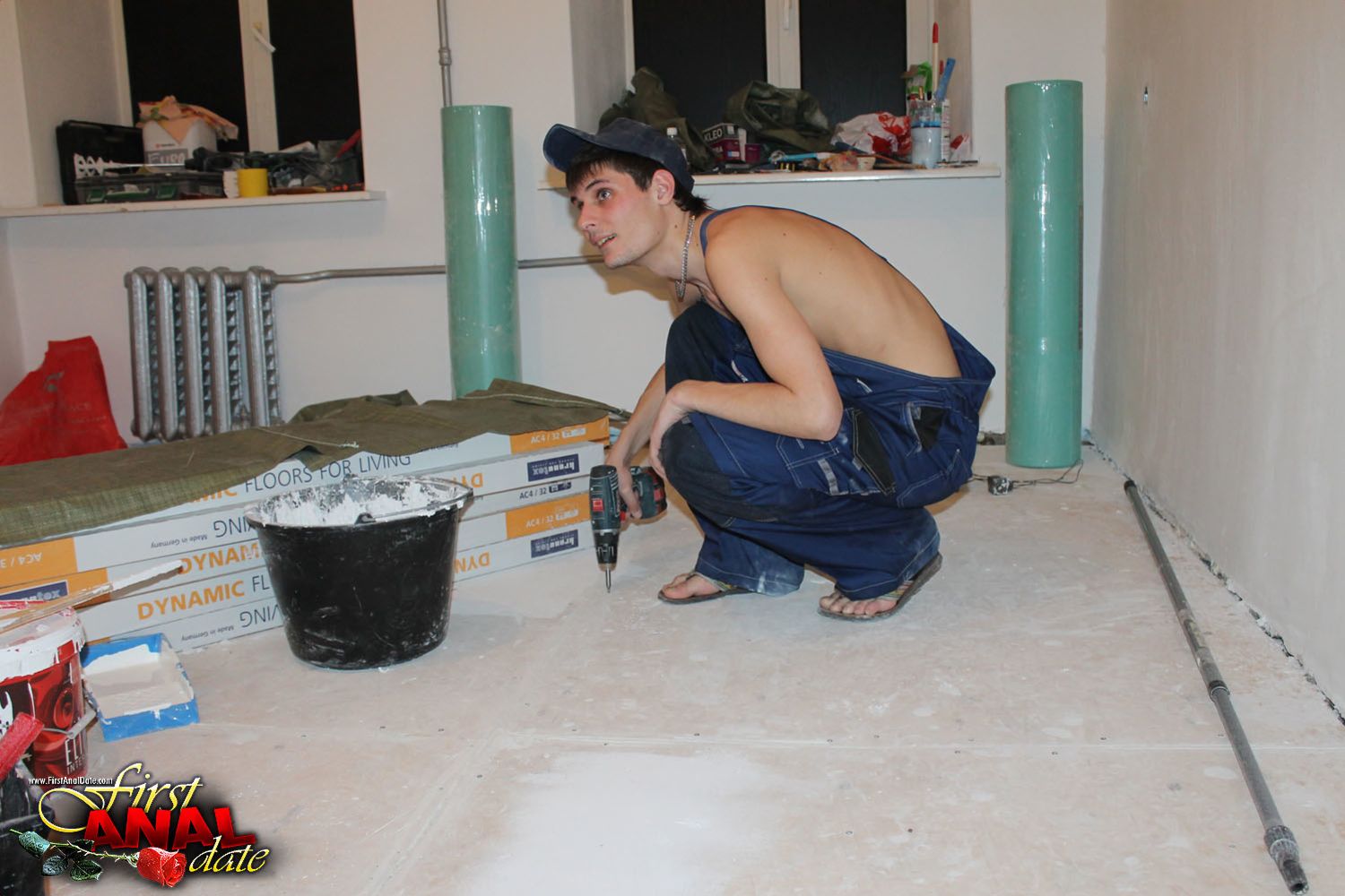 Ass drilling and facial cum-painting