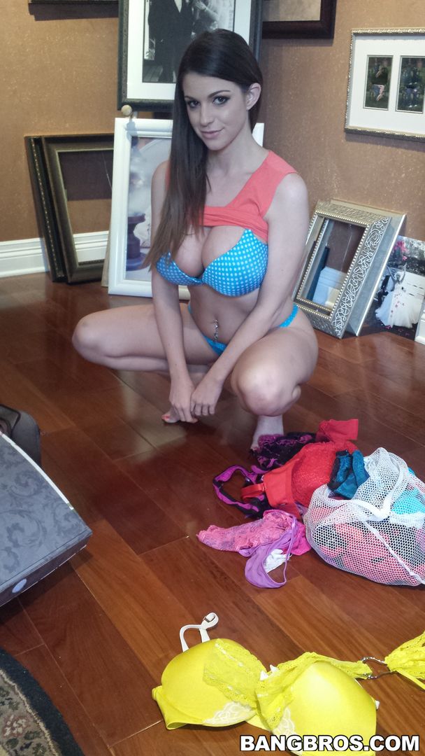 Petite brunette stretched out