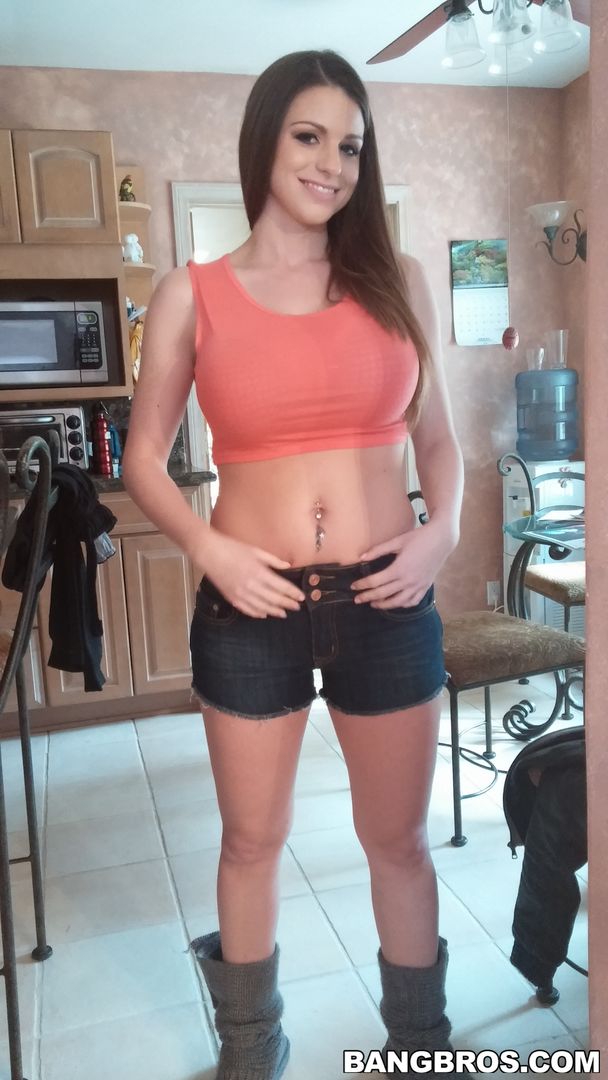 Petite brunette stretched out