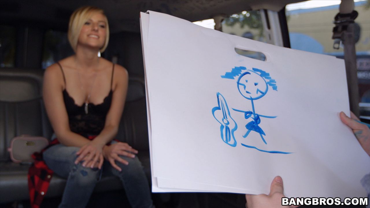 Pretty blonde tricked on the BangBus