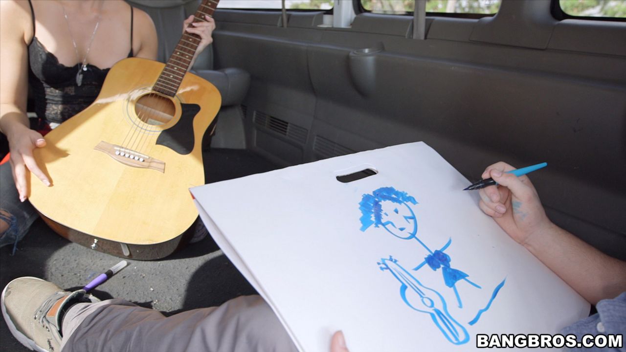 Pretty blonde tricked on the BangBus