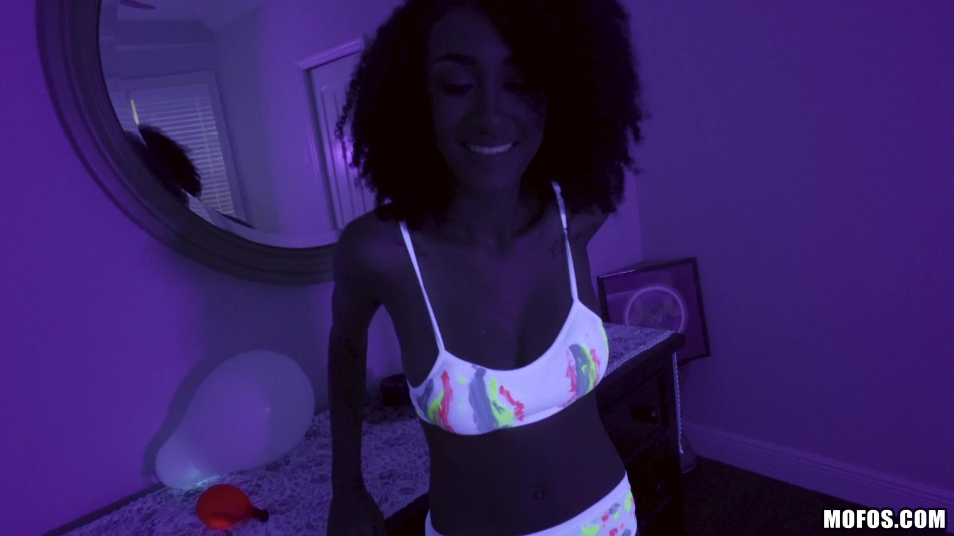 Busty Black Light Babe