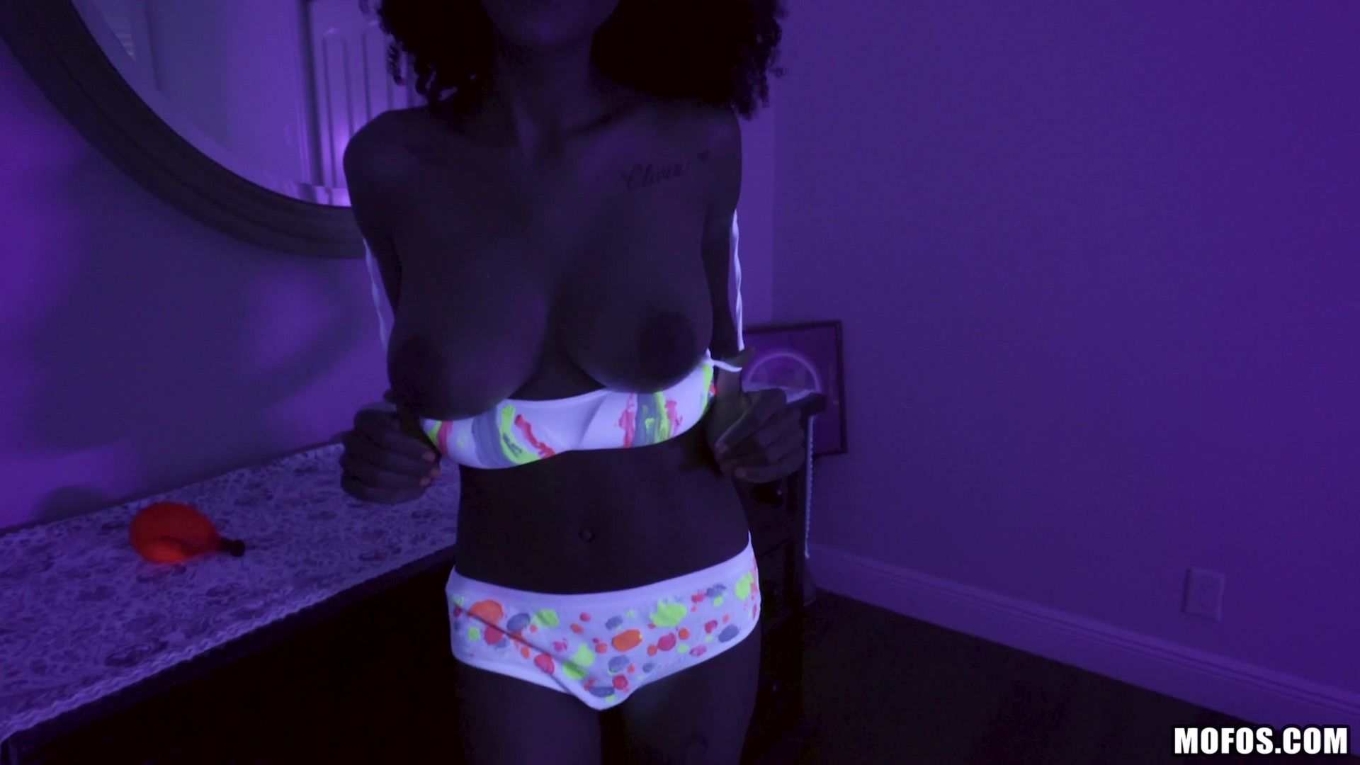 Busty Black Light Babe