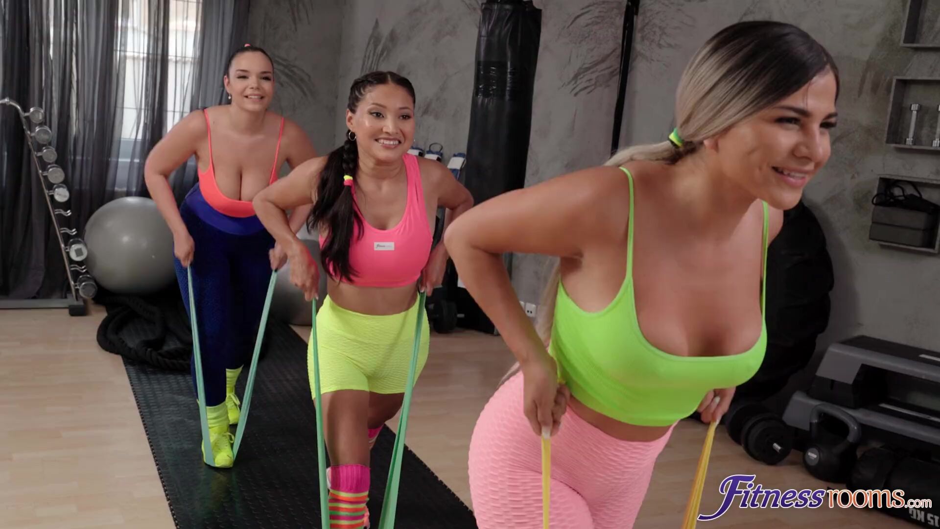 Energetic lesbians wild threesome