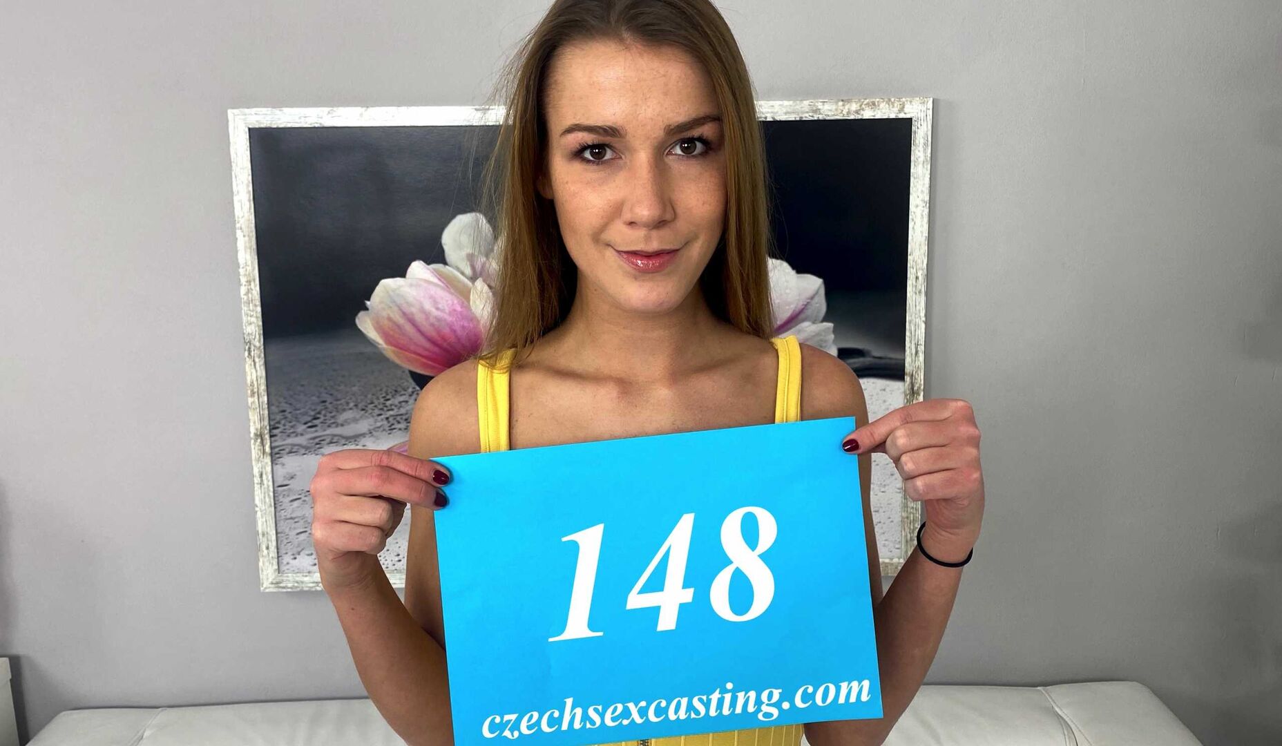 Amazing brunette at porn casting
