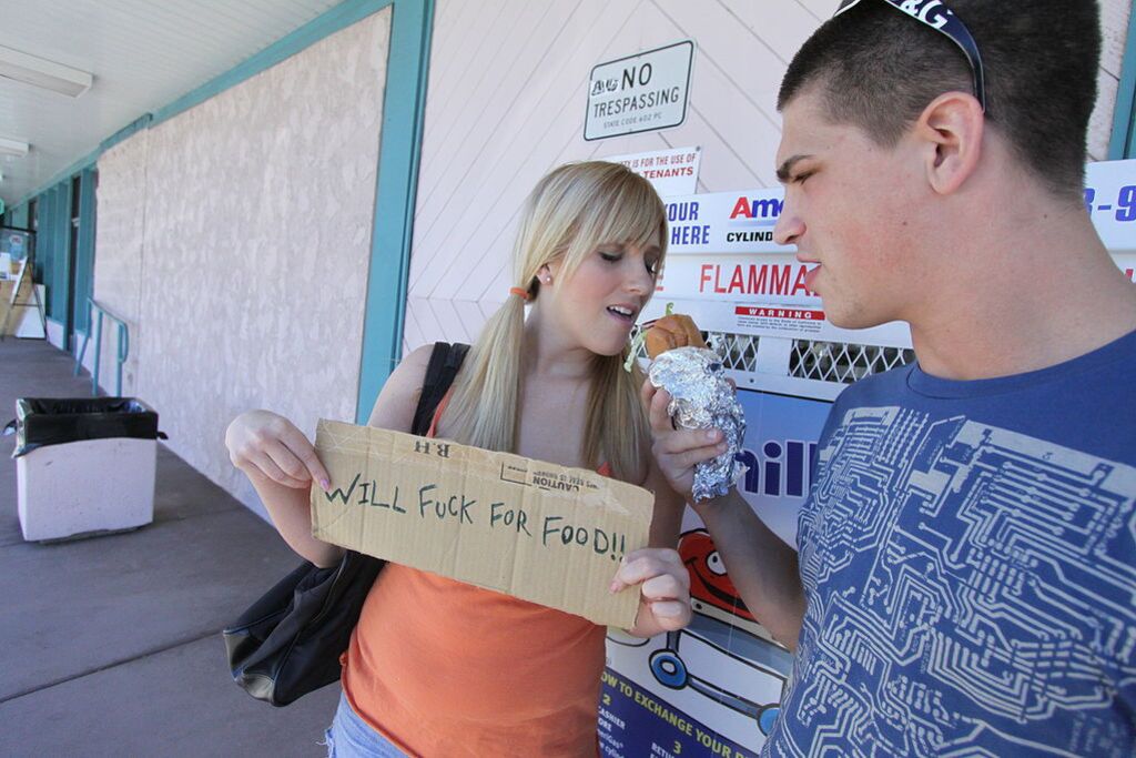 Young Horny Slut Gets Fucked Really Hard For Free Food