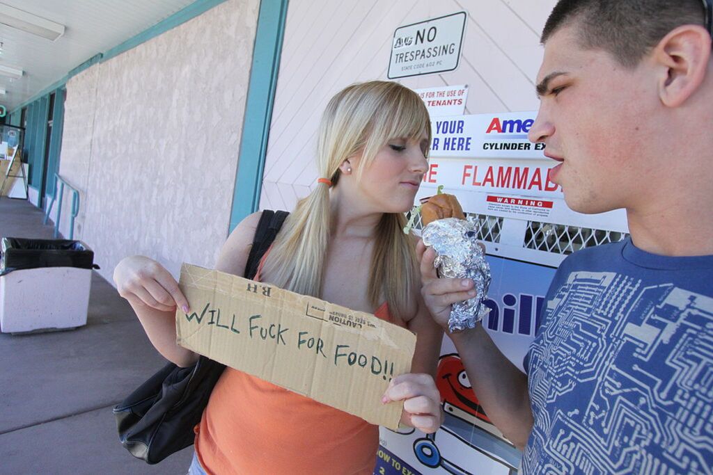 Young Horny Slut Gets Fucked Really Hard For Free Food