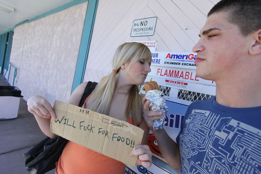 Young Horny Slut Gets Fucked Really Hard For Free Food