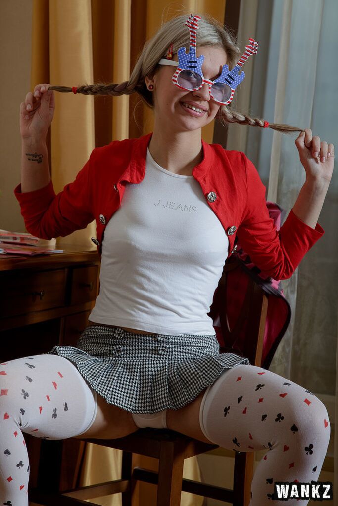 Pig-tailed Teen Emily Gets Really Naughty With Her Dildo!