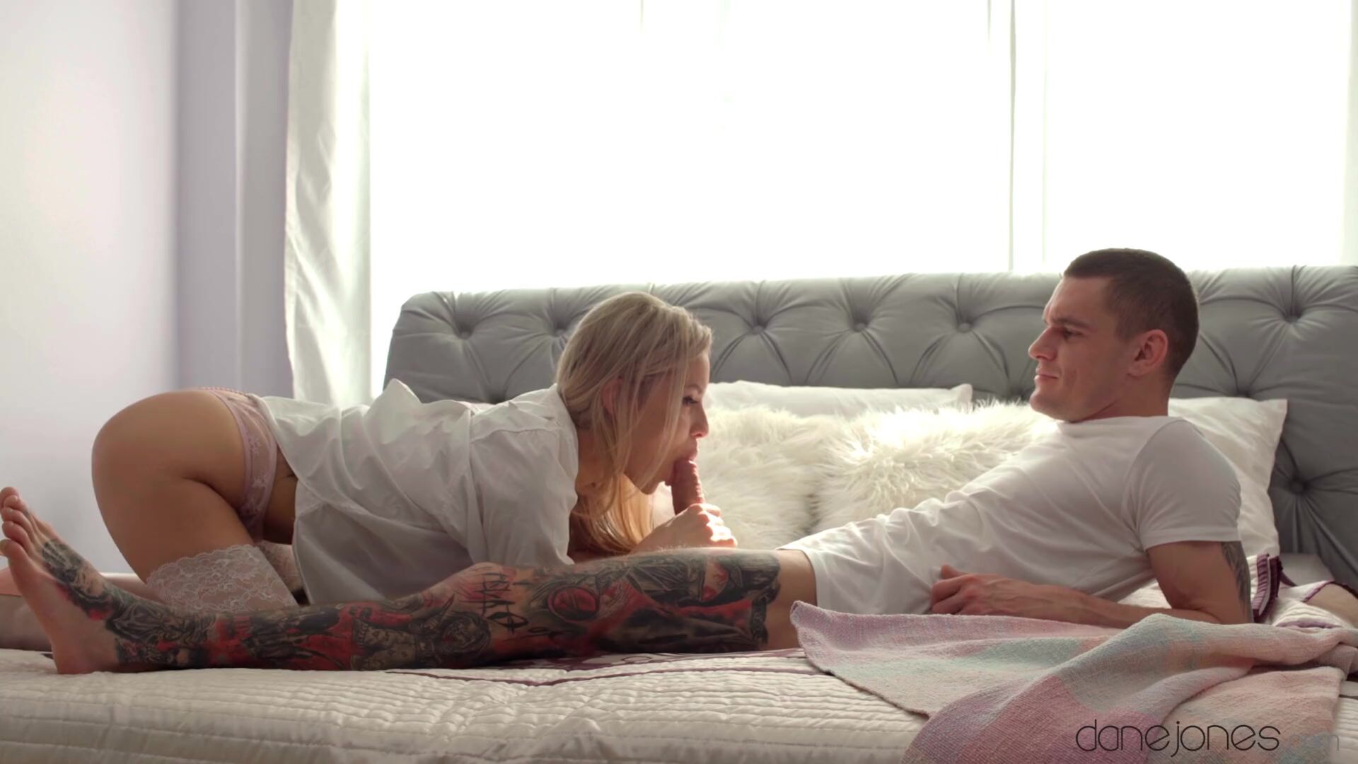 Intimate love with petite blonde