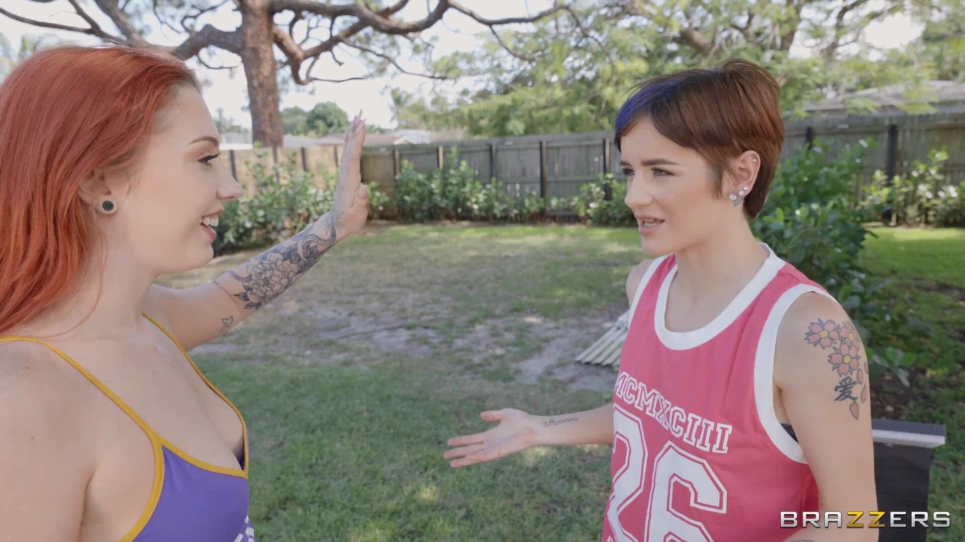 Dunkin' On The Neighborhood MILF & Lesbian's 1st Cock