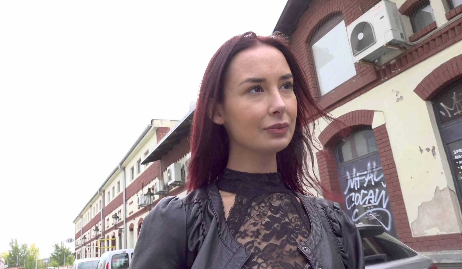 Eager brunette offered cash by stranger