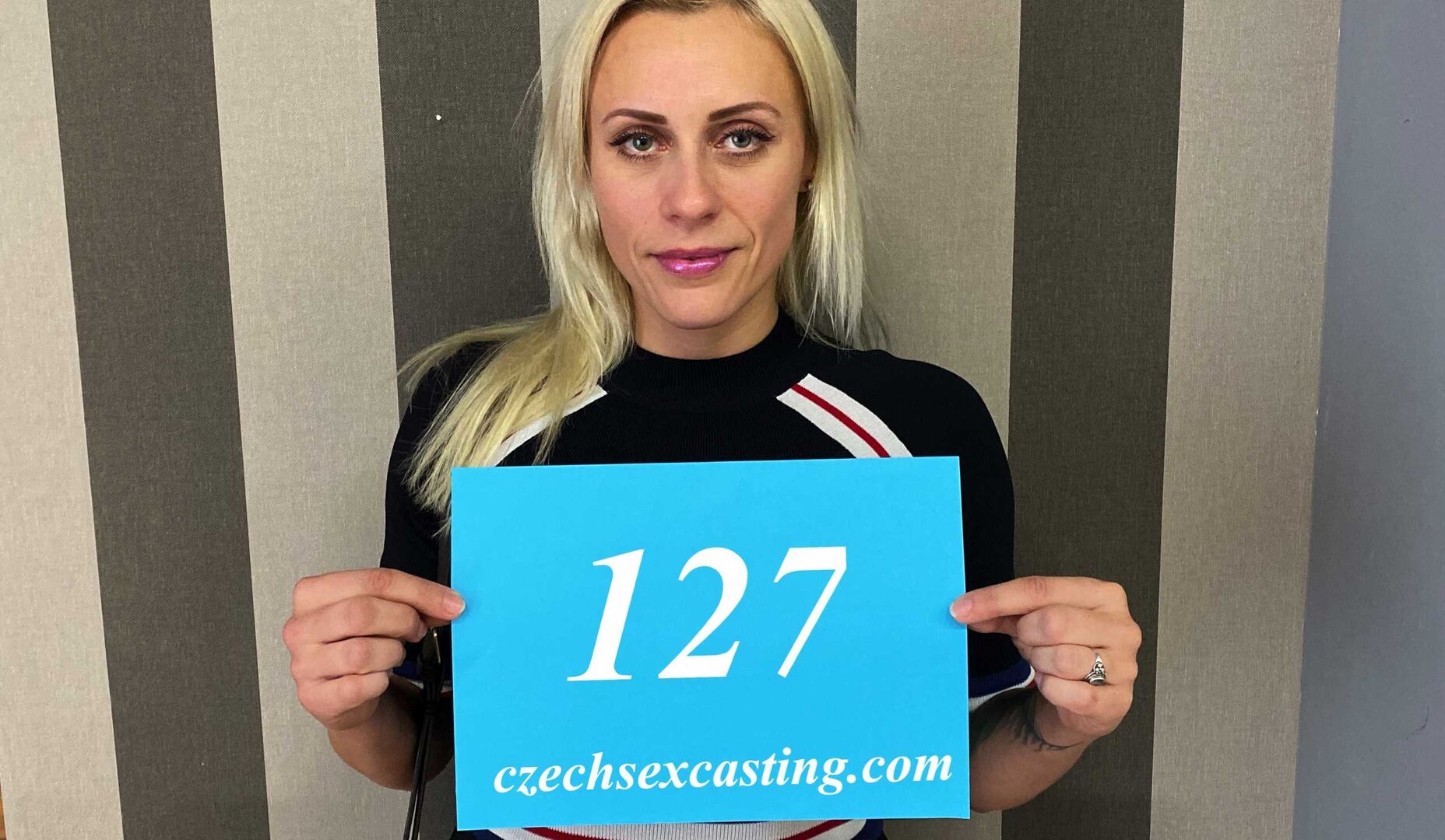 Chubby blonde takes it during casting