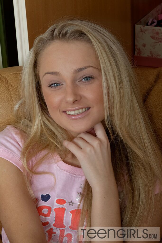 Lovely Teen in Skirt Strips and Caresses Her Pink Twat