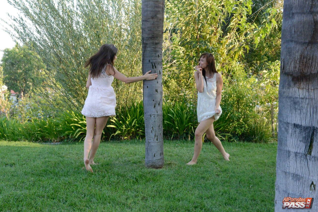 Hot lesbian sex in the garden