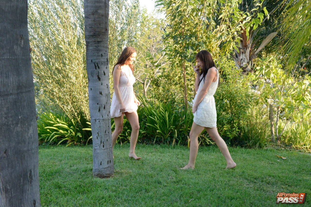 Hot lesbian sex in the garden
