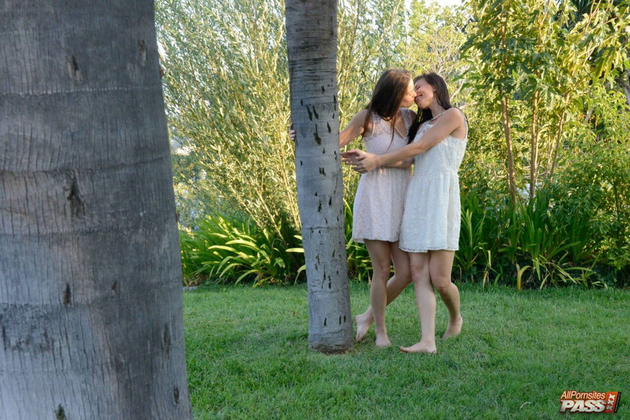 Hot lesbian sex in the garden