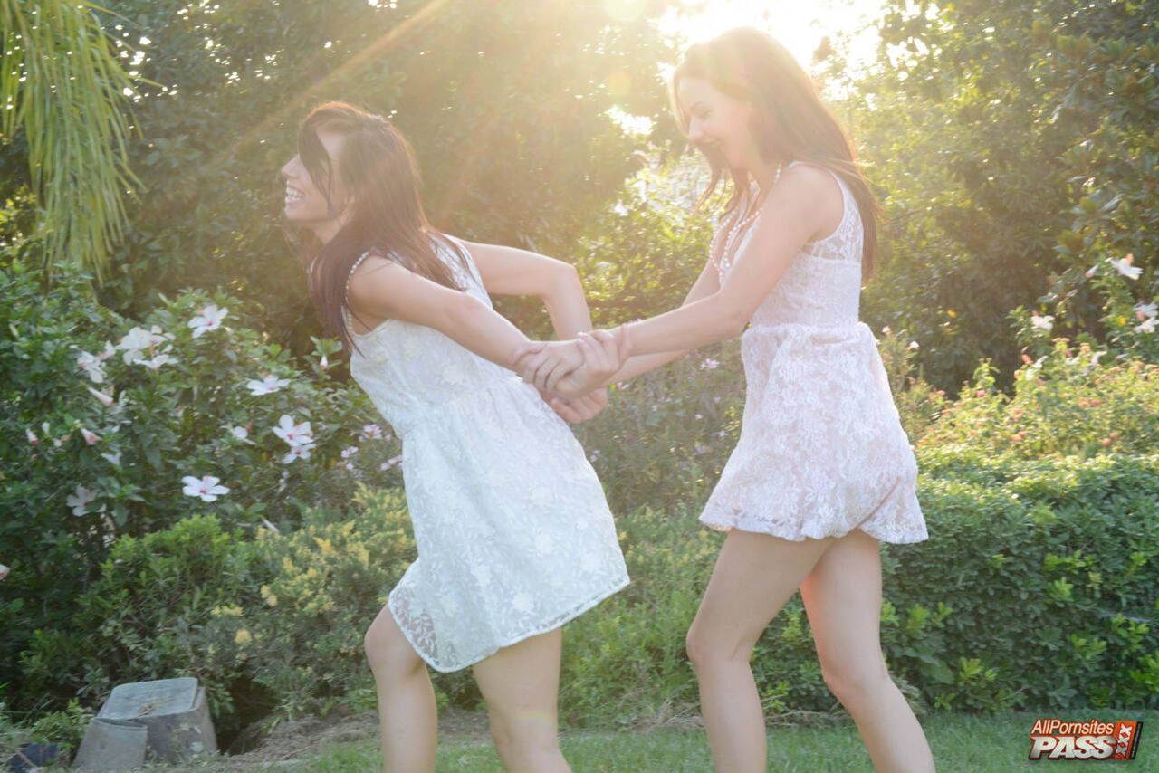 Hot lesbian sex in the garden