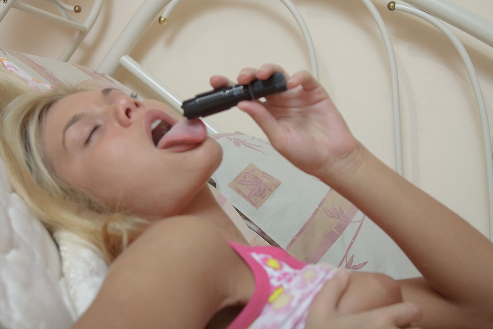 Beautiful Blonde Teen Buffy Strips and Masturbates!