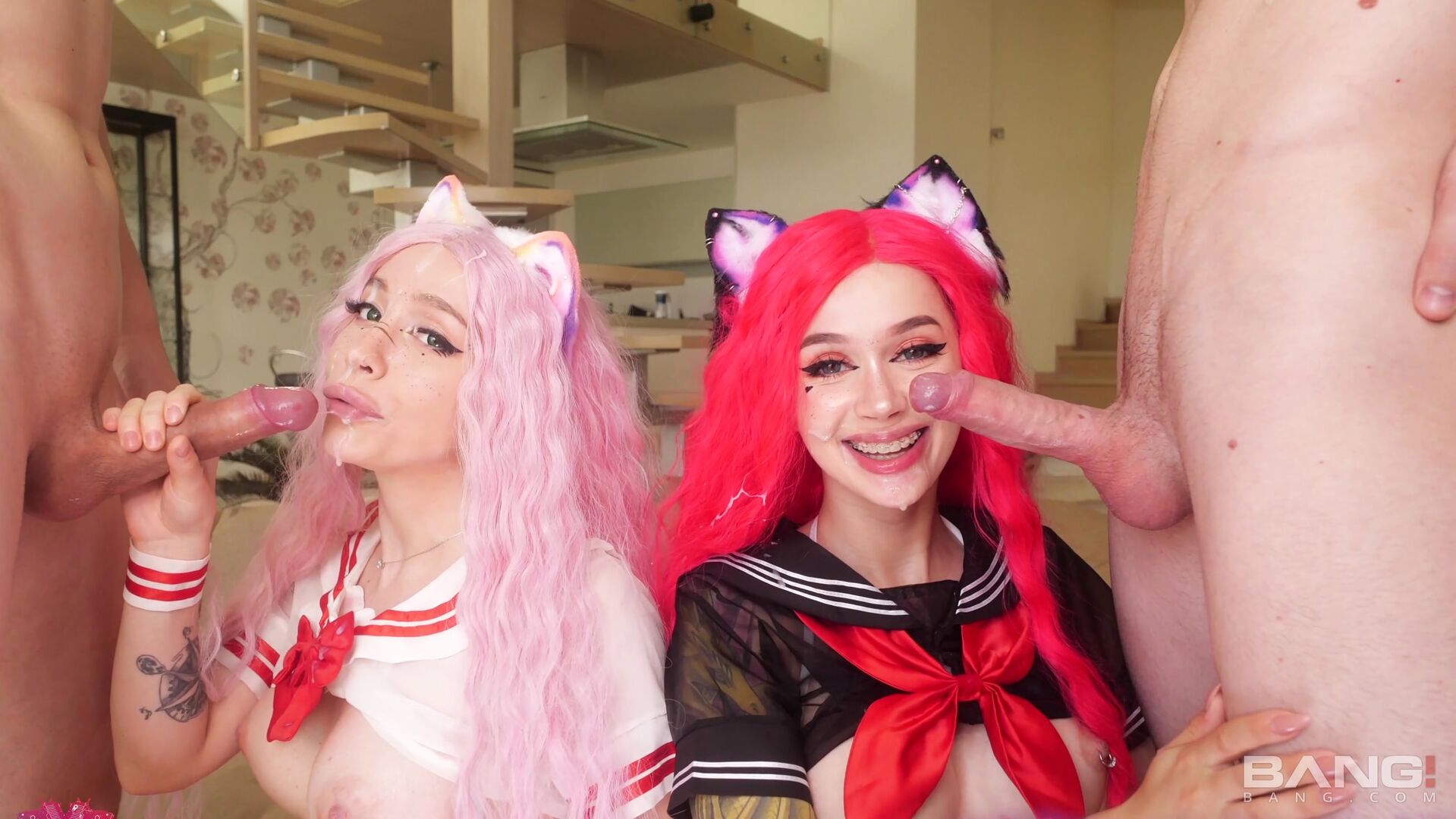 Two Anime Girls Purple Bitch and Alice Bong Get Their Assholes Fucked