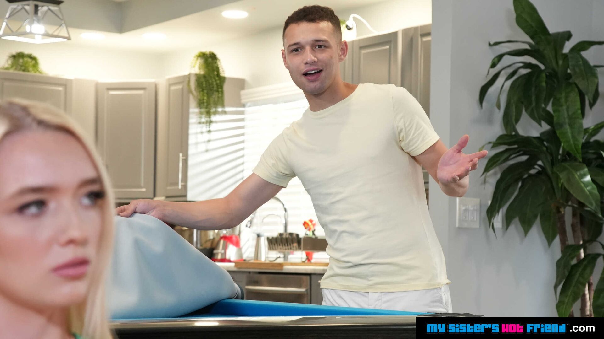 Petite blonde teen, Juliette Mint,discovers her friend's brother has a BIG dick and now she wants it!
